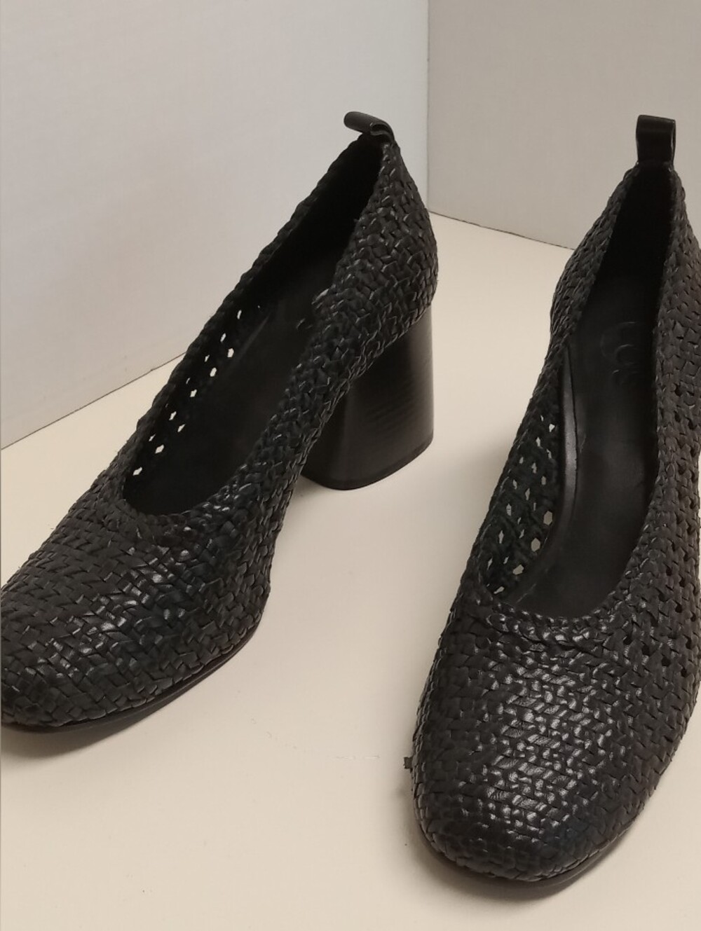 COS Woven Leather Block Heel Pumps | Black | EU 41